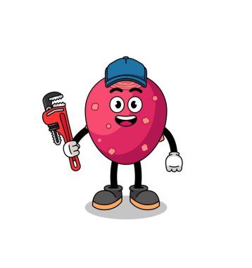 prickly pear illustration cartoon as a plumber , character design