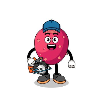 Cartoon Illustration of prickly pear as a woodworker , character design