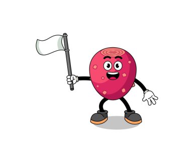 Cartoon Illustration of prickly pear holding a white flag , character design