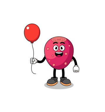 Cartoon of prickly pear holding a balloon , character design