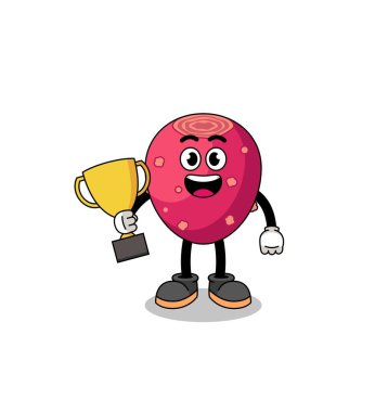 Cartoon mascot of prickly pear holding a trophy , character design
