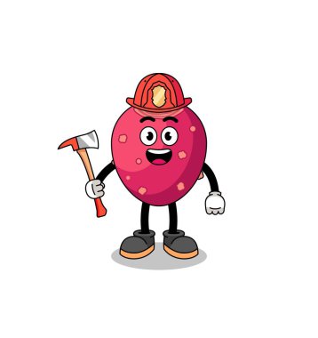 Cartoon mascot of prickly pear firefighter , character design