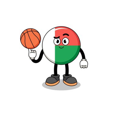 madagascar flag illustration as a basketball player , character design