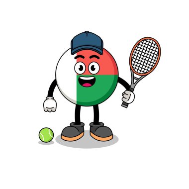 madagascar flag illustration as a tennis player , character design