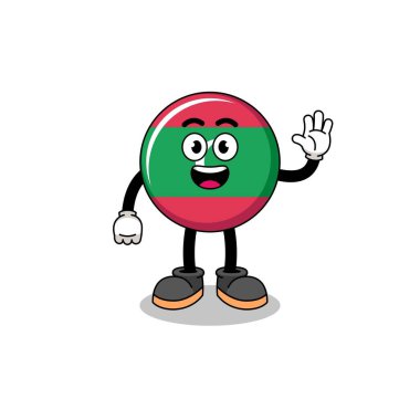 maldives flag cartoon doing wave hand gesture , character design