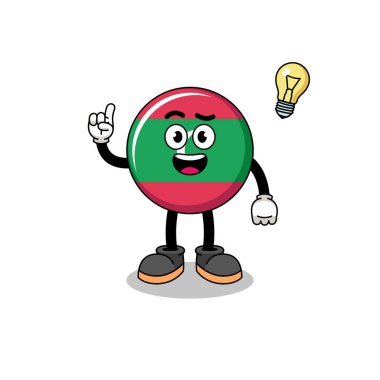maldives flag cartoon with get an idea pose , character design