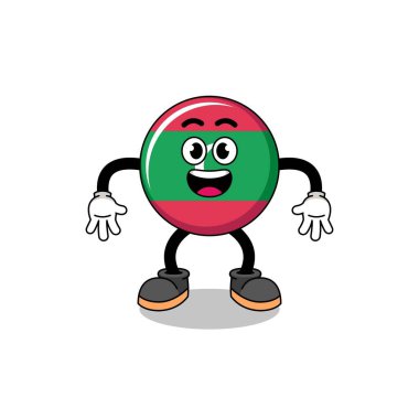 maldives flag cartoon with surprised gesture , character design