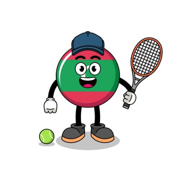 maldives flag illustration as a tennis player , character design