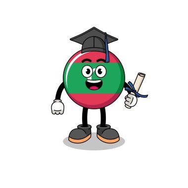 maldives flag mascot with graduation pose , character design