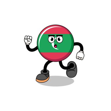 running maldives flag mascot illustration , character design