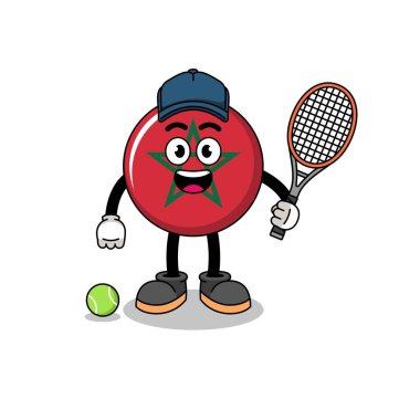 morocco flag illustration as a tennis player , character design