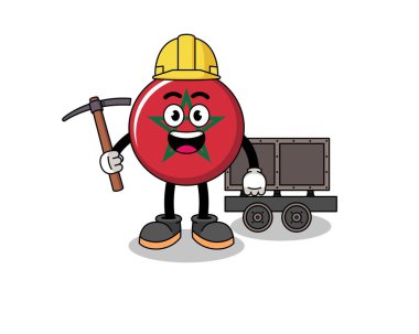 Mascot Illustration of morocco flag miner , character design