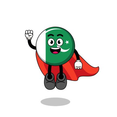 pakistan flag cartoon with flying superhero , character design
