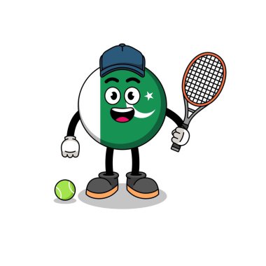 pakistan flag illustration as a tennis player , character design