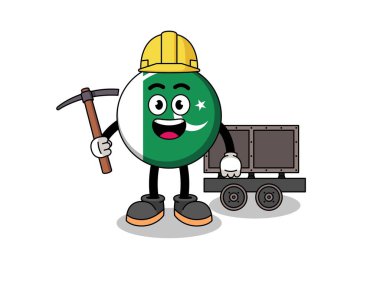 Mascot Illustration of pakistan flag miner , character design