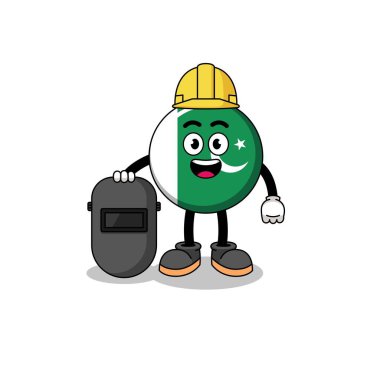 Mascot of pakistan flag as a welder , character design