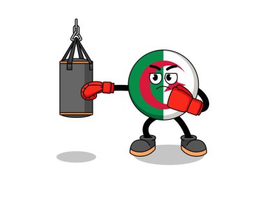 Illustration of algeria flag boxer , character design