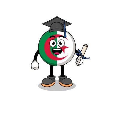algeria flag mascot with graduation pose , character design