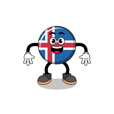 iceland flag cartoon with surprised gesture , character design