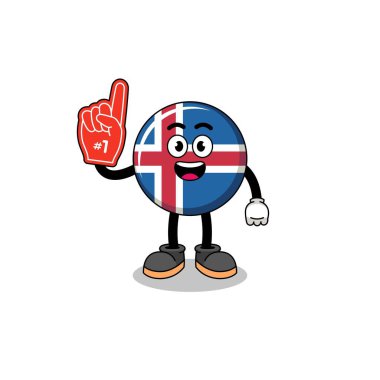 Cartoon mascot of iceland flag number 1 fans , character design