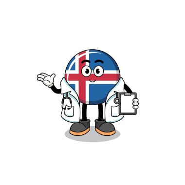 Cartoon mascot of iceland flag doctor , character design