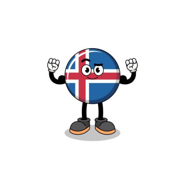 Mascot cartoon of iceland flag posing with muscle , character design