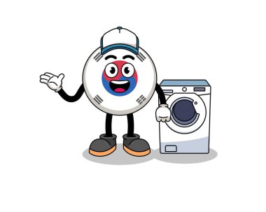 south korea flag illustration as a laundry man , character design