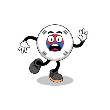 slipping south korea flag mascot illustration , character design