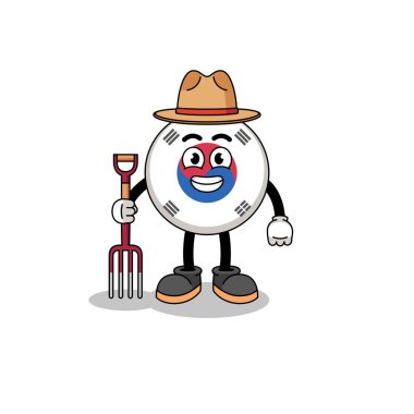 Cartoon mascot of south korea flag farmer , character design
