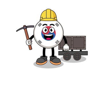 Mascot Illustration of south korea flag miner , character design
