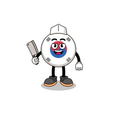 Mascot of south korea flag as a butcher , character design