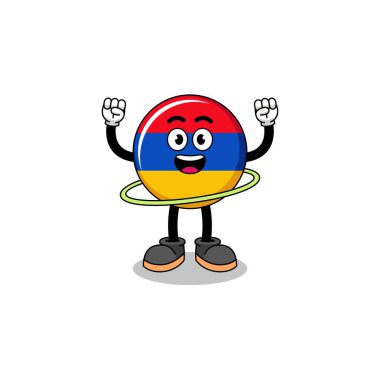Character Illustration of armenia flag playing hula hoop , character design