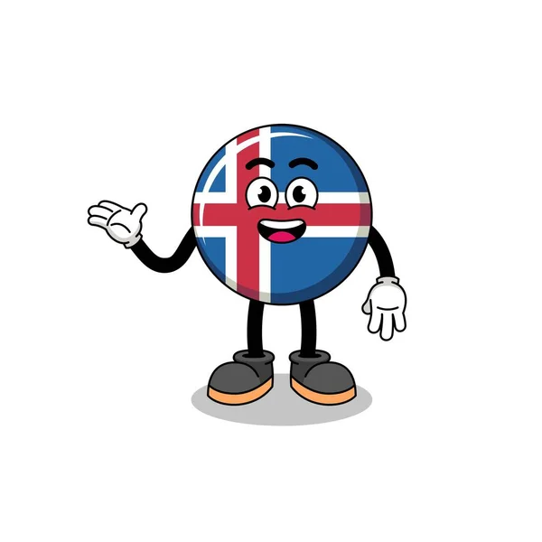 iceland flag cartoon with welcome pose , character design