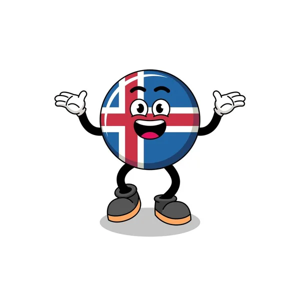 Iceland Flag Cartoon Searching Happy Gesture Character Design 스톡 벡터