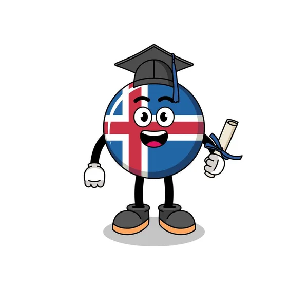 Iceland Flag Mascot Graduation Pose Character Design Vetores De Stock Royalty-Free