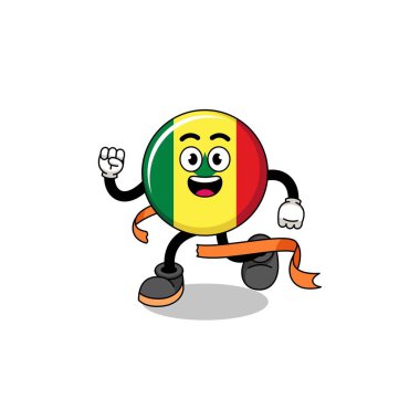 Mascot cartoon of senegal flag running on finish line , character design