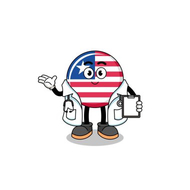 Cartoon mascot of liberia flag doctor , character design