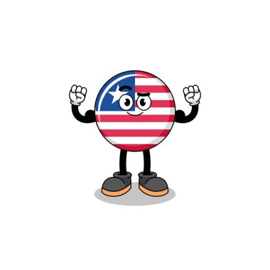 Mascot cartoon of liberia flag posing with muscle , character design