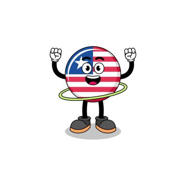 Character Illustration of liberia flag playing hula hoop , character design