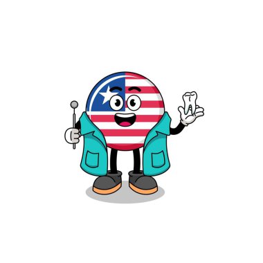 Illustration of liberia flag mascot as a dentist , character design