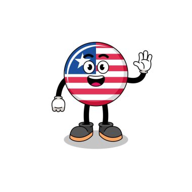 liberia flag cartoon doing wave hand gesture , character design
