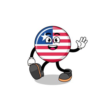 liberia flag cartoon walking , character design