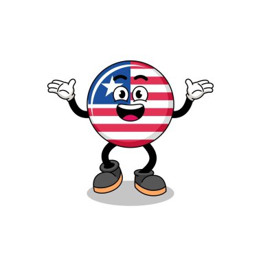 liberia flag cartoon searching with happy gesture , character design