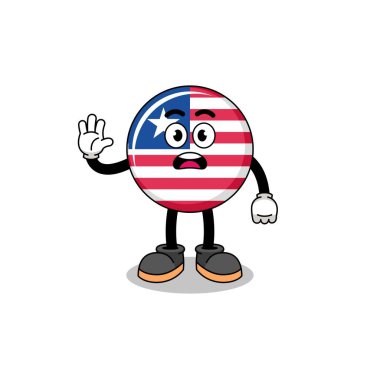liberia flag cartoon illustration doing stop hand , character design