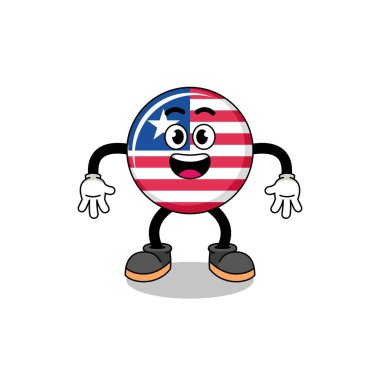 liberia flag cartoon with surprised gesture , character design