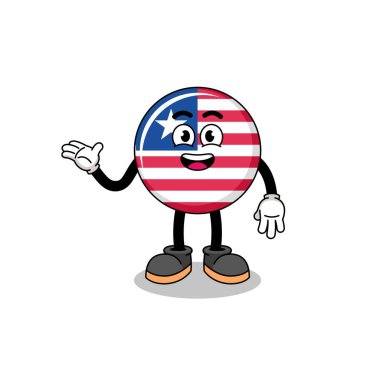 liberia flag cartoon with welcome pose , character design