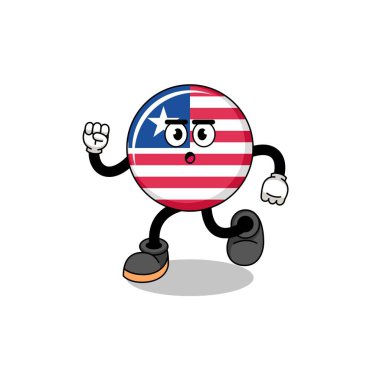 running liberia flag mascot illustration , character design