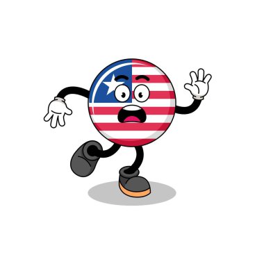 slipping liberia flag mascot illustration , character design