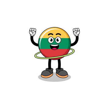Character Illustration of lithuania flag playing hula hoop , character design