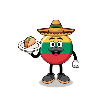 Character cartoon of lithuania flag as a mexican chef , character design